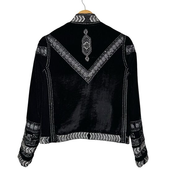 Raga Womens Embroidered Beaded Velvet Jacket Black S Elegant Western Dressy Boho - Picture 3 of 15